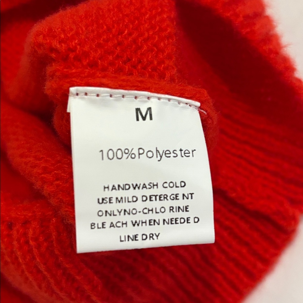Valentine’s fluffy red sweater ruffle & button detailing ruffled cuffs sz medium - Picture 6 of 12